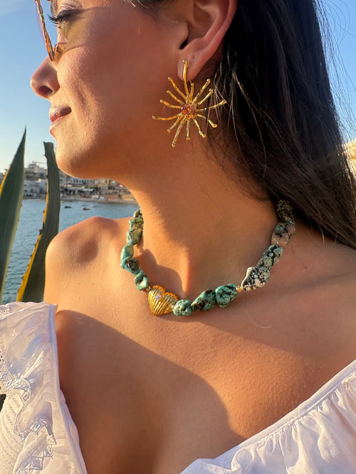 Aquaheart necklace worn
