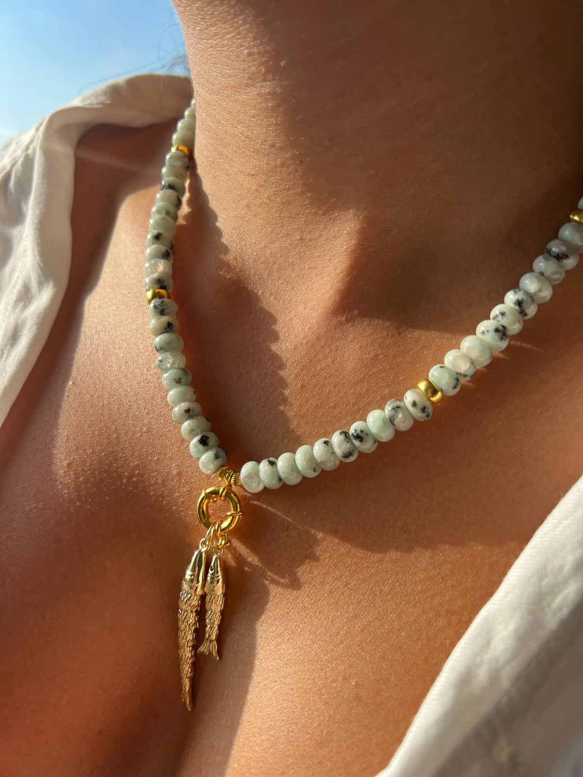 Catch of the day necklace worn
