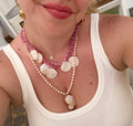 Mother of Shell necklace with cat eye beads and mother-of-pearl