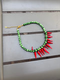 Red Hot Chilli Peppers necklace with glass pepper charms