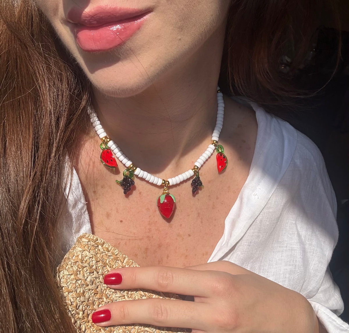 Salade de Fruits necklace worn