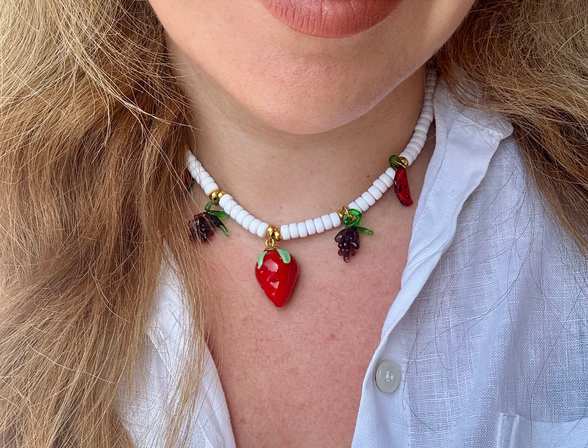 Salade de Fruits necklace with glass fruit charms